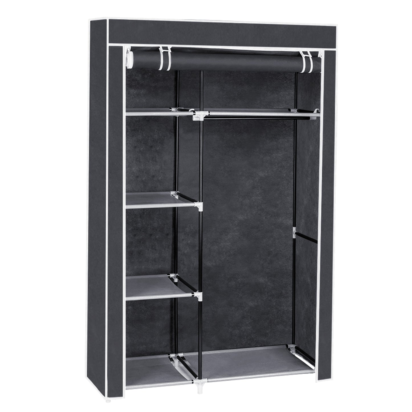 64" Portable Closet Storage Organizer Wardrobe Clothes Rack with Shelves Gray