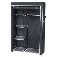 64" Portable Closet Storage Organizer Wardrobe Clothes Rack with Shelves Gray