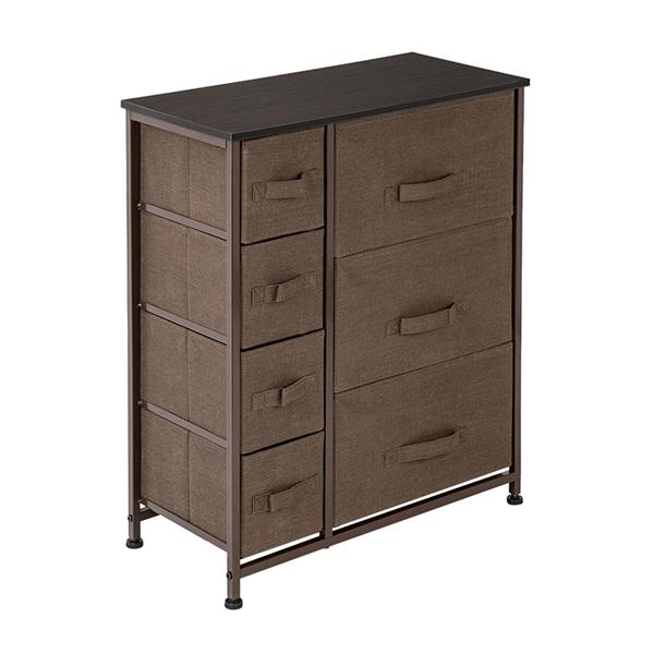 Dresser with 7 Drawers - Furniture Storage Tower Unit for Bedroom, Hallway, Closet, Office Organization - Steel Frame, Wood Top, Easy Pull Fabric Bins, Brown