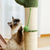 Cactus Cat Tree Cat Scratcher with Sisal Scratching Post and Interactive Dangling Ball For Indoor Cats White