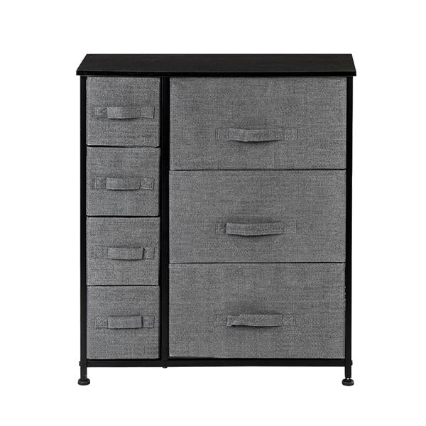 Dresser With 7 Drawers - Furniture Storage Tower Unit For Bedroom, Hallway, Closet, Office Organization - Steel Frame, Wood Top, Easy Pull Fabric Bins, Grey