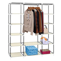 69" Portable Clothes Closet Wardrobe Storage Organizer with Non-Woven Fabric Quick and Easy to Assemble Extra Strong and Durable Beige