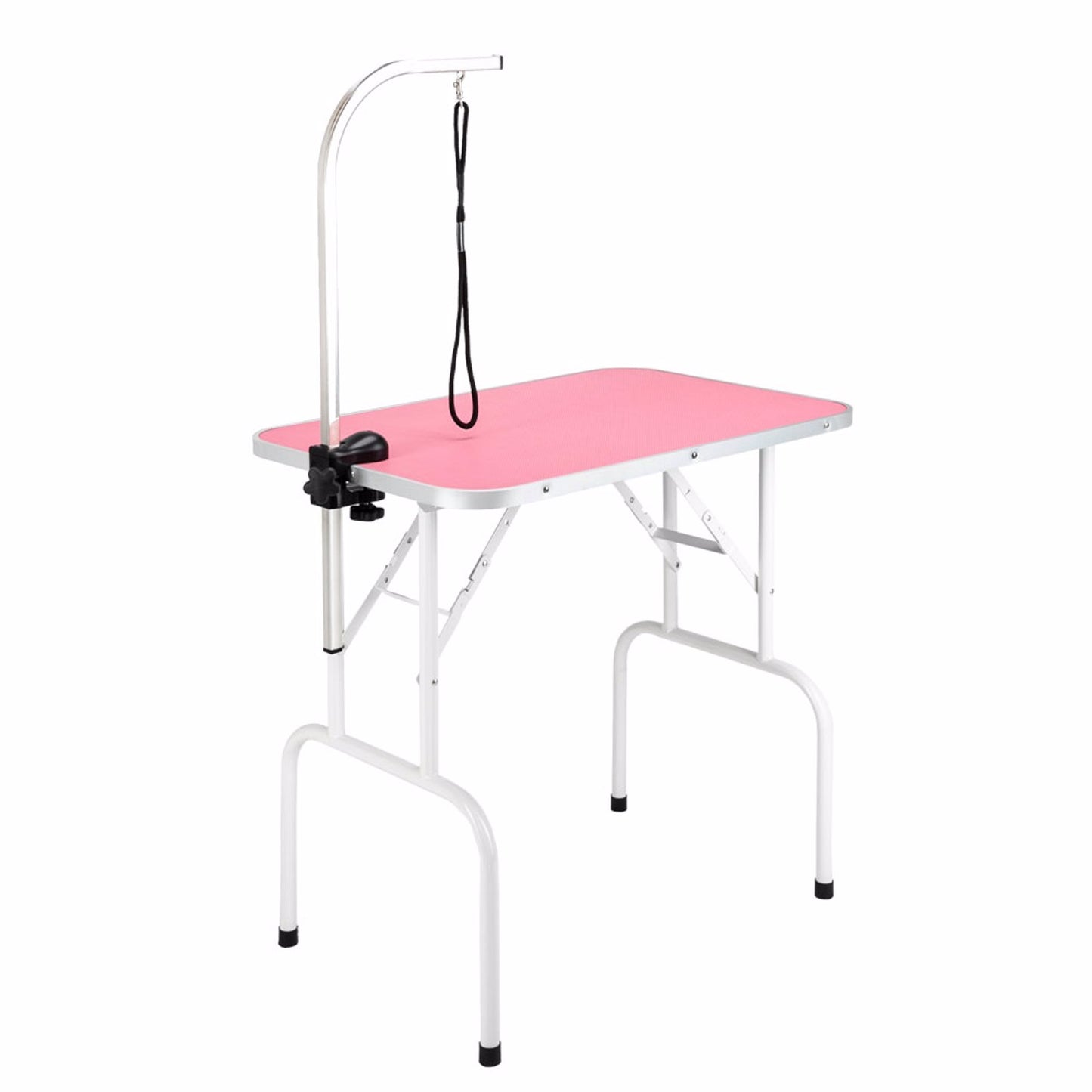 32" Foldable Pet Grooming Table with Adjustable Arm Pink