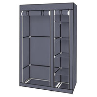 67" Portable Clothes Closet Wardrobe with Non-woven Fabric and Hanging Rod Quick and Easy to Assemble Gray