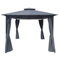 10x10 Ft Outdoor Patio Garden Gazebo Tent  With Curtains,Gray