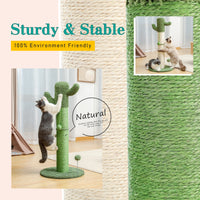 Cactus Cat Tree Cat Scratcher with Sisal Scratching Post and Interactive Dangling Ball For Indoor Cats Green