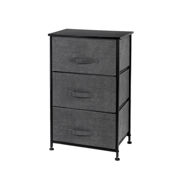 3-Tier Dresser Drawer, Storage Unit with 3 Easy Pull Fabric Drawers and Metal Frame, Wooden Tabletop, for Closets, Nursery, Dorm Room, Hallway, Grey