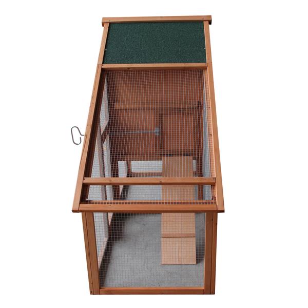 75" Waterproof Roof Two-tier Wooden Chicken Coop Rabbit Poultry Cage Habitat with Egg Case & Tray & Running Cage