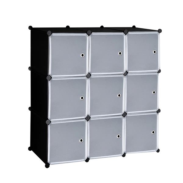 9-Cube DIY Plastic Closet Cabinet, Modular Book Shelf Organizer Units, Storage Shelving with Doors