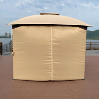 10 x 10 Ft Outdoor Patio Garden Gazebo Canopy With Curtains,Khaki Top