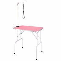 32" Foldable Pet Grooming Table with Adjustable Arm Pink