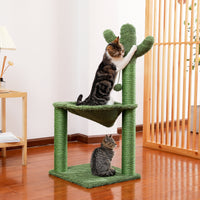 Cat Tree Scratcher Cactus With Cat Scratching Post Hammock Interactive Ball Green