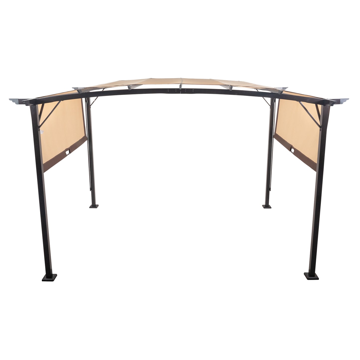 350*280*230.5cm Aluminum Dark Brown Post Brown Adjustable Shade Fabric Curved Top Folding Shed