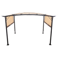 350*280*230.5cm Aluminum Dark Brown Post Brown Adjustable Shade Fabric Curved Top Folding Shed