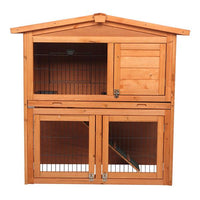 40" Triangle Roof Waterproof Wooden Rabbit Hutch A-Frame Pet Cage Wood Small House Chicken Coop Natu