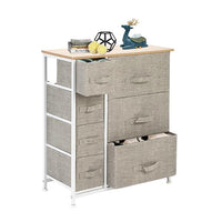 Dresser with 7 Drawers - Furniture Storage Tower Unit for Bedroom, Hallway, Closet, Office Organization - Steel Frame, Wood Top, Easy Pull Fabric Bins, Linen / Natural