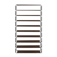 10 Tiers Shoe Rack with Dustproof Cover Closet Shoe Storage Cabinet Organizer Dark Brown