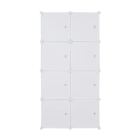 8 Cube Organizer Stackable Plastic Cube Storage Shelves Design Multifunctional Modular Closet Cabinet with Hanging Rod White