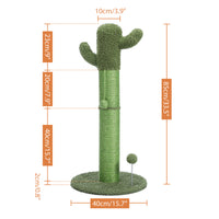 Cactus Cat Tree Cat Scratcher with Sisal Scratching Post and Interactive Dangling Ball For Indoor Cats Green