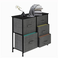 Dresser Organizer With 5 Drawers, Fabric Dresser Tower For Bedroom, Hallway, Entryway, Closets, Grey