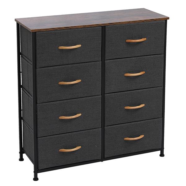 4-Tier Wide Drawer Dresser, Storage Unit with 8 Easy Pull Fabric Drawers and Metal Frame, Wooden Tabletop for Closets, Nursery, Dorm Room, Hallway,Gray