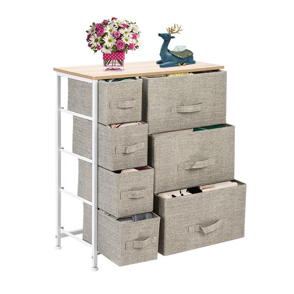 Dresser with 7 Drawers - Furniture Storage Tower Unit for Bedroom, Hallway, Closet, Office Organization - Steel Frame, Wood Top, Easy Pull Fabric Bins, Linen / Natural