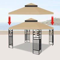 10 x 10 Ft Double Tiered Gazebo Replacement  Top Cover