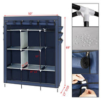 69" High-leg Non-woven Fabric Assembled Cloth Wardrobe Dark Blue