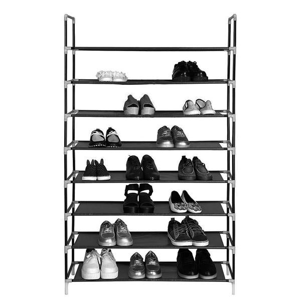 100cm Ultra Large Capacity 8 Layers Non-woven Fabrics & Steel Shoe Rack Black