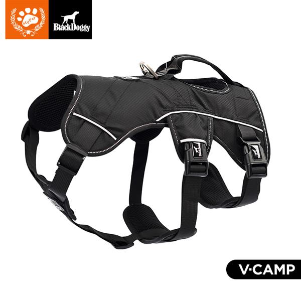 Professional Dog Harness Adjustable Pet Body Harness Vest Visible at Night Outdoor Training Harnesses Premium Quality Chest Straps No-Pull Effect--（black，size L）