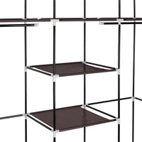 69" Portable Clothes Closet Non-Woven Fabric Wardrobe Double Rod Storage Organizer Dark Brown