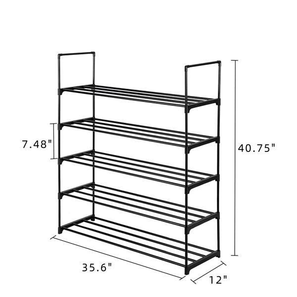 5 Tiers Shoe Rack Shoe Tower Shelf Storage Organizer For Bedroom, Entryway, Hallway, and Closet Black Color