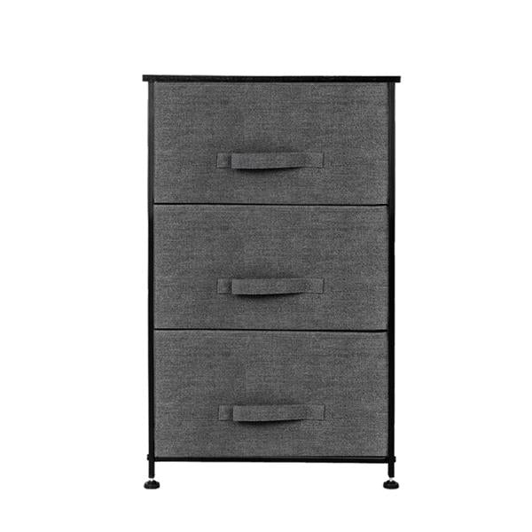 3-Tier Dresser Drawer, Storage Unit with 3 Easy Pull Fabric Drawers and Metal Frame, Wooden Tabletop, for Closets, Nursery, Dorm Room, Hallway, Grey