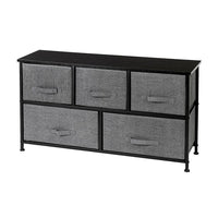 2-Tier Wide Closet Dresser, Nursery Dresser Tower with 5 Easy Pull Fabric Drawers and Metal Frame, Multi-Purpose Organizer Unit for Closets, Dorm Room, Living Room, Hallway, Grey