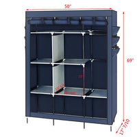 69" High-leg Non-woven Fabric Assembled Cloth Wardrobe Dark Blue