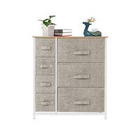 Dresser with 7 Drawers - Furniture Storage Tower Unit for Bedroom, Hallway, Closet, Office Organization - Steel Frame, Wood Top, Easy Pull Fabric Bins, Linen / Natural