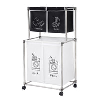 Laundry Hamper 2 Tier Laundry Sorter with 4 Removable Bags for Organizing Clothes,With four wheels for easy movement， Laundry, Lights, Darks