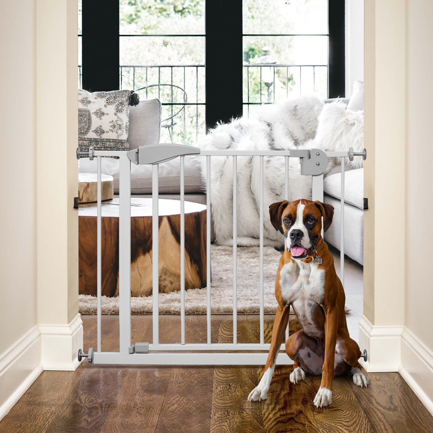 Fits Openings 29.5" to 32" Pet Gate Safety Gate Durability Dog Gate For House, Stairs, Doorways