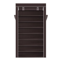 10 Tiers Shoe Rack with Dustproof Cover Closet Shoe Storage Cabinet Organizer Dark Brown