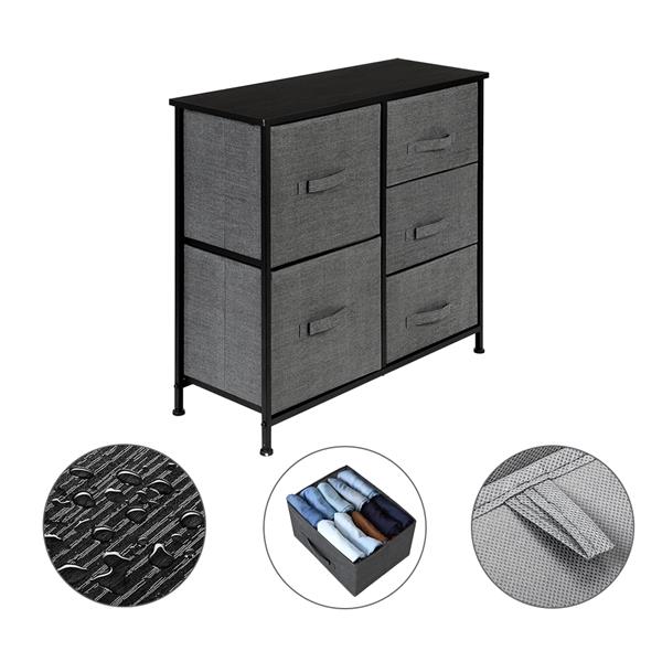 Dresser Organizer With 5 Drawers, Fabric Dresser Tower For Bedroom, Hallway, Entryway, Closets, Grey