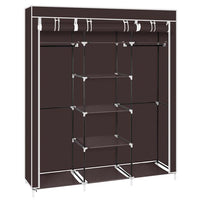 69" Portable Clothes Closet Non-Woven Fabric Wardrobe Double Rod Storage Organizer Dark Brown