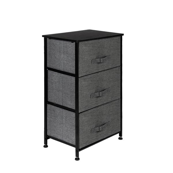 3-Tier Dresser Drawer, Storage Unit with 3 Easy Pull Fabric Drawers and Metal Frame, Wooden Tabletop, for Closets, Nursery, Dorm Room, Hallway, Grey