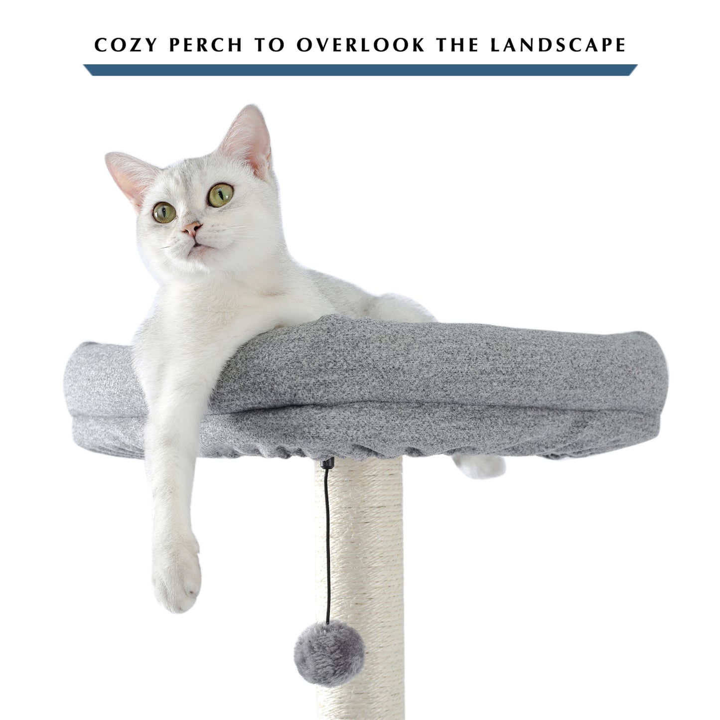 Modern Wood Cat Tree Tower With Scratching Posts, 2 Condos And Top Perch For Small&Medium Cat Grey (Minimum Retail Price for US: USD 119.99)