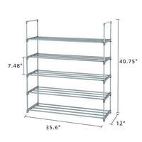 5 Tiers Shoe Rack Shoe Tower Shelf Storage Organizer For Bedroom, Entryway, Hallway, and Closet Gray Color