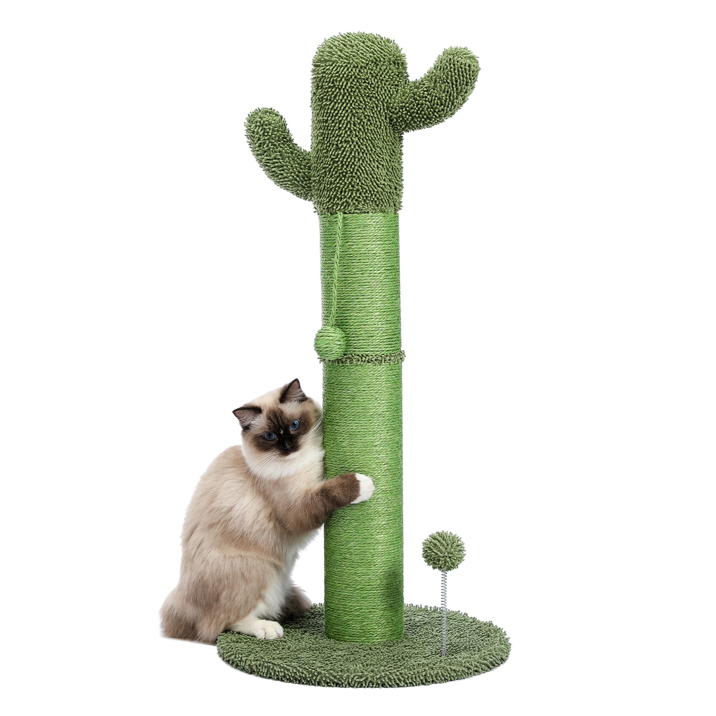 Cactus Cat Tree Cat Scratcher with Sisal Scratching Post and Interactive Dangling Ball For Indoor Cats Green