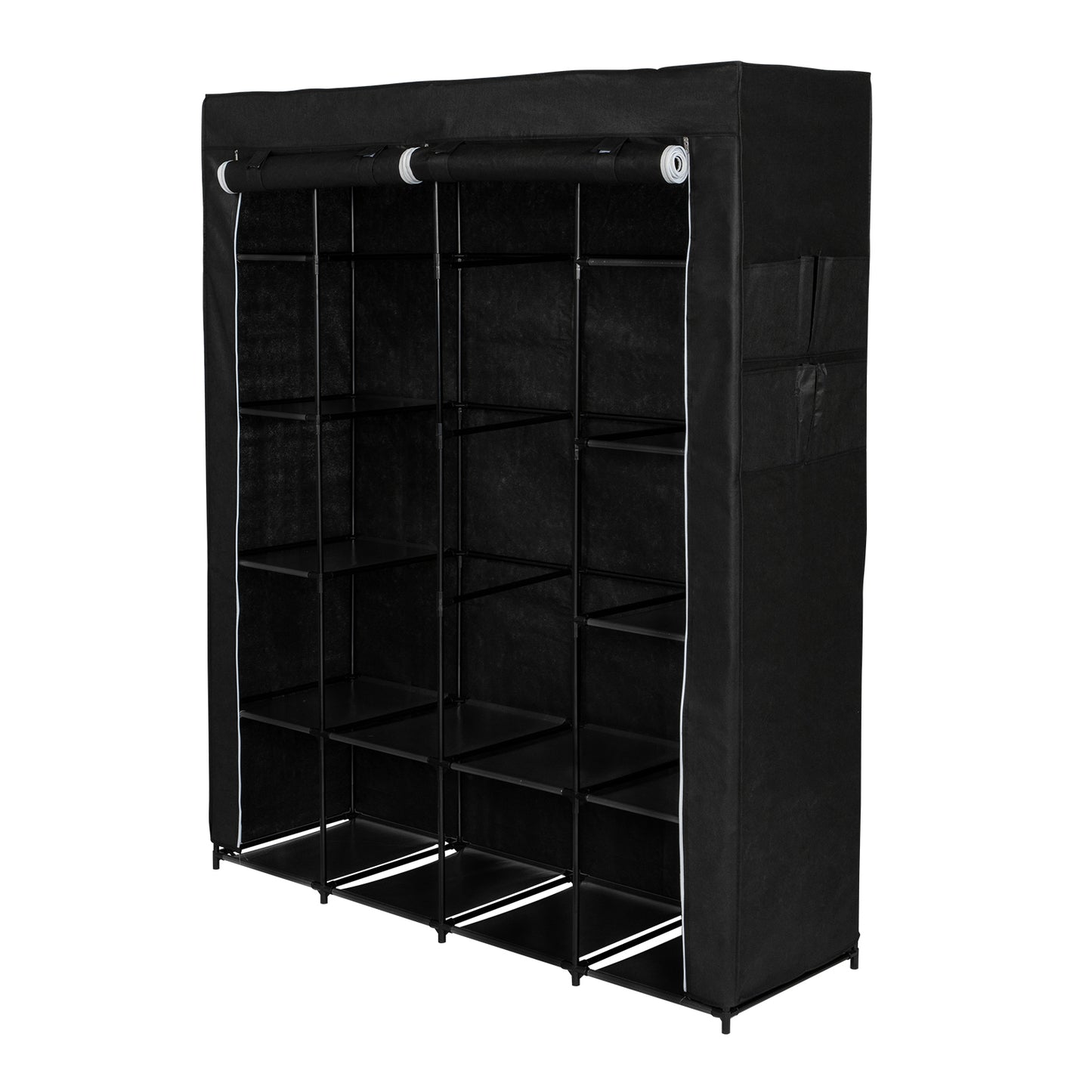 Portable Closet Organizer Storage, Wardrobe Closet with Non-Woven Fabric 14 Shelves, Easy to Assemble, Black