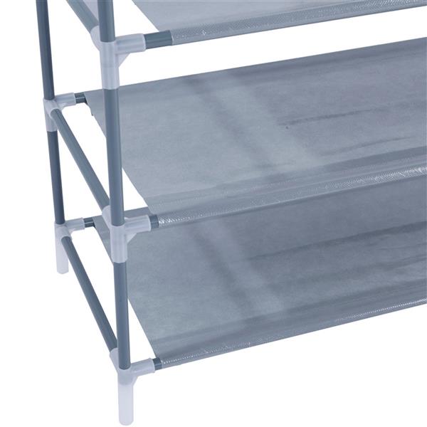 Simple Assembly 5 Tiers Non-woven Fabric Shoe Rack with Handle Gray