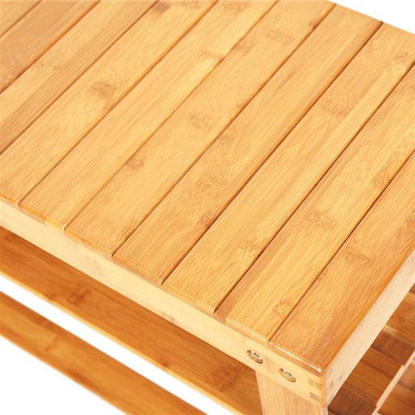 90cm Strip Pattern Tiers Bamboo Stool Shoe Rack for Kids Wood Color