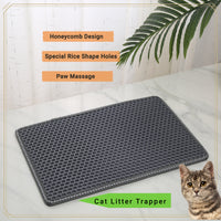 Cat Litter Mat, Kitty Litter Trapping Mat, Double Layer Mats with MiLi Shape Scratching design, Urine Waterproof, Easy Clean, Scatter Control  21" x 14"  Grey