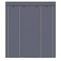 69" Portable Clothes Closet Non-Woven Fabric Wardrobe Double Rod Storage Organizer Gray